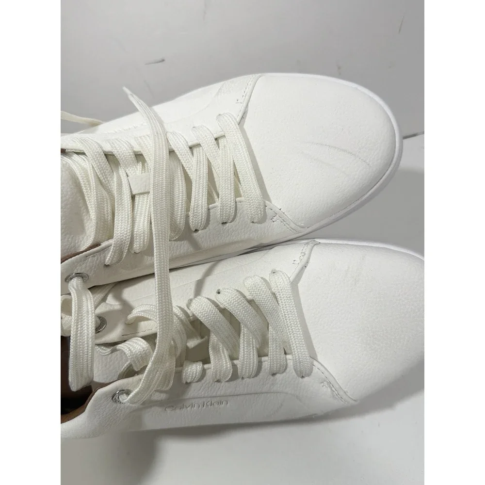 Calvin Klein Wivlo Lace Up Casual Sneakers CMWIVLO-R Men's Sz 10.5 White See Pic